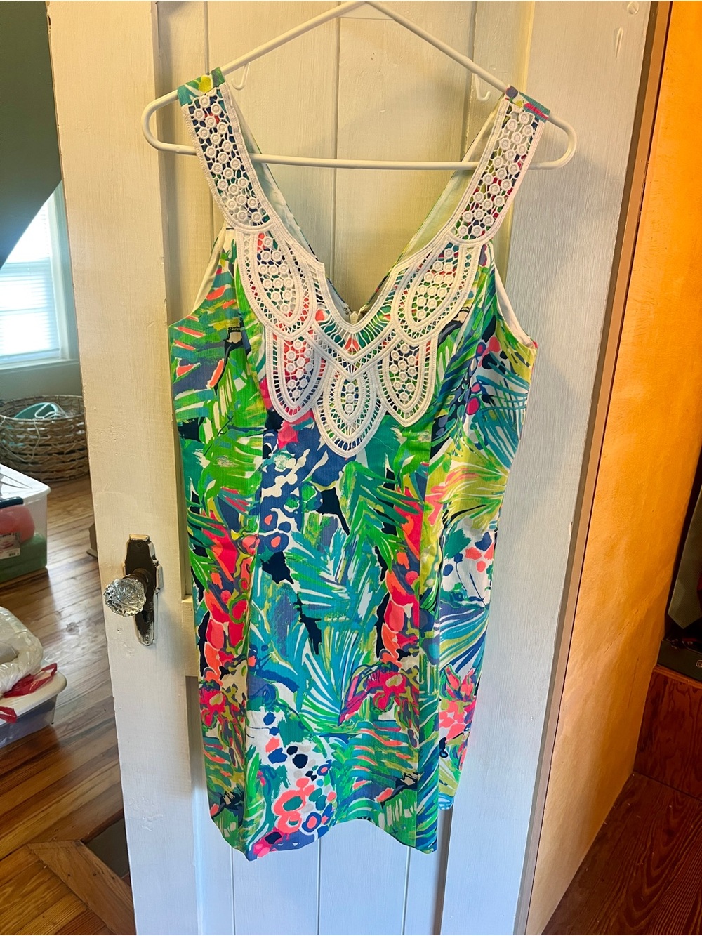 Lilly Pulitzer Sleeveless Tropical Print Shift Dress in Blue, Green, Pink